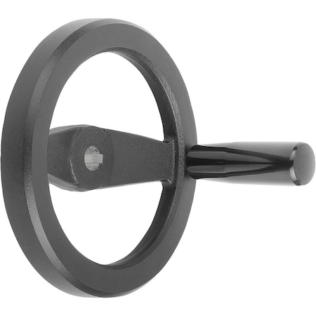 2-Spoke Handwheel D1=125 Reamed Hole W Slot D2=14H7, B3=5, T=16,3, Aluminum, Black, Comp:Thermoset,